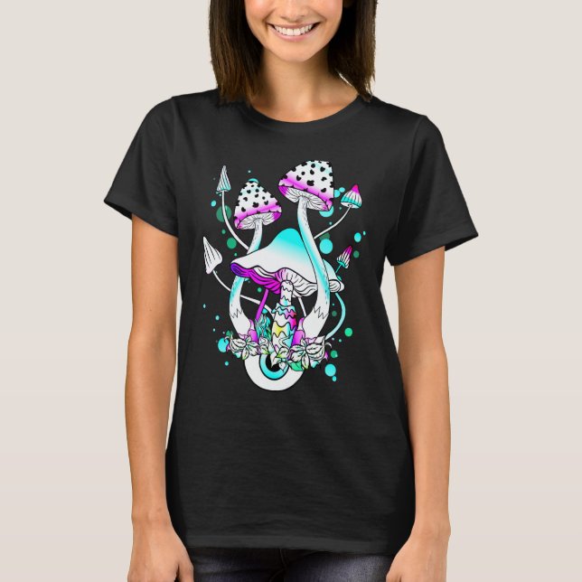 T-shirt Magic Mushrooms Psychedelic White Mushroom Eyes Ar (Devant)