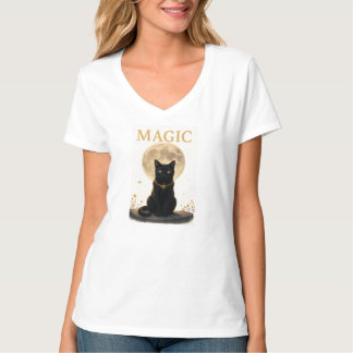 T-shirt MAGIC - Mystic Black Cat & Pleine lune Design