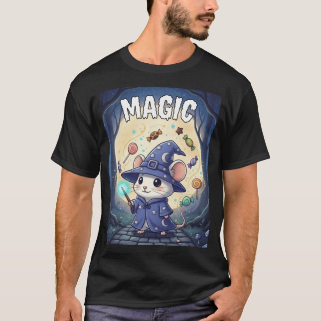 T-shirt Magic – Souris Magicien Halloween TinyFur Tee (Devant)