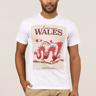 T-shirt Magic Wales rouge Dragon Voyage vintage commercial