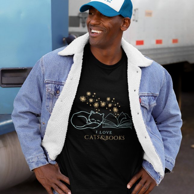 T-shirt Magical Cat & Book Lover Night Art (Créateur téléchargé)