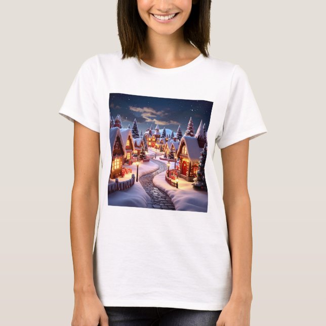 T-shirt Magical Gingerbread Village at Night  (Devant)
