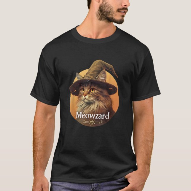 T-shirt Magical Meowzard Enchanting Cat Wizard Illustratio (Devant)
