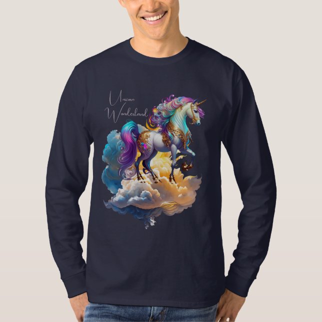 T-shirt Magical Unicorn Fantasy clouds romance birthday  (Devant)