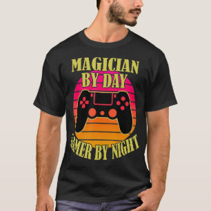 T-shirt Magicien Par Joueur Jour Par Nuit Vidéo Jeu Contro