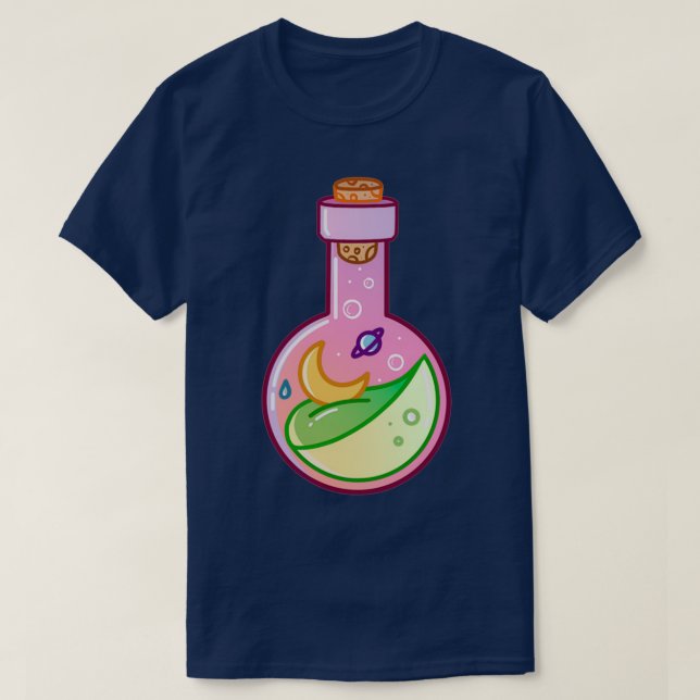 T-shirt Magie arc-en-ciel potion lune étoiles espace boute (Design devant)