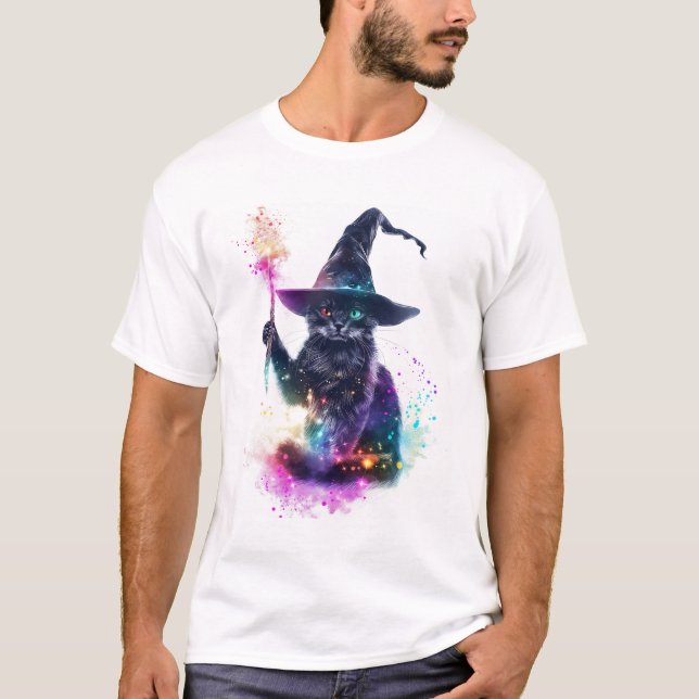 T-shirt Magie de chat Wizard (Devant)