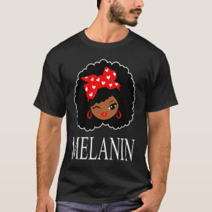 T-shirt Magie de fille noire clin d'œil afro lèvres reine