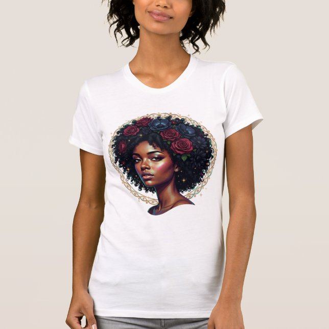T-shirt Magie de la Fille Noire Afro Diva (Devant)