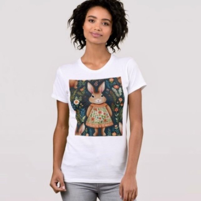 T-Shirt Magie de Lapin de Printemps  (Comfy tri-blend women’s tee feminine fit, scoop neck, short sleeves, relaxed fit.  
)