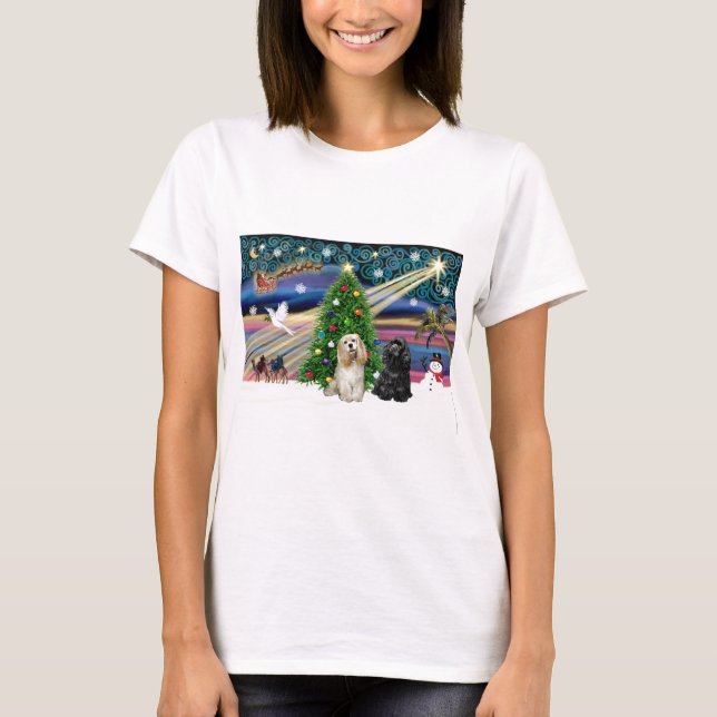 T-shirt Magie de Noël-Paire de Cocker (Devant)