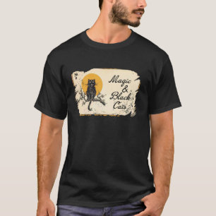 T-shirt Magie et Chats Noirs Vintage Halloween Mignon Holl