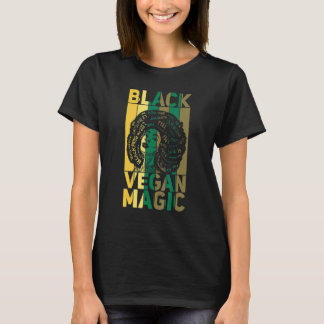 T-shirt Magie Végétalienne Noire Végétarien Fierté Afro No