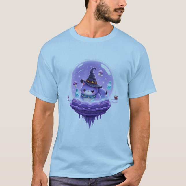 T-Shirt Magique Boule de Cristal Chat Sorcière Cos (Devant)