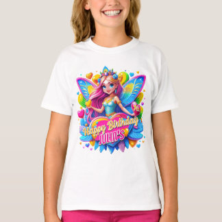 T-shirt Magique Coeur Fairy Arc en ciel ailes, cadeau d'an