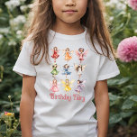 T-shirt Magique colorée Whimsical fées mignonnes Anniversa<br><div class="desc">Jolie aquarelle blanche illustrations d'un éclatant éventail de fées pixie colorées avec le texte personnalisable "fée d'anniversaire".</div>