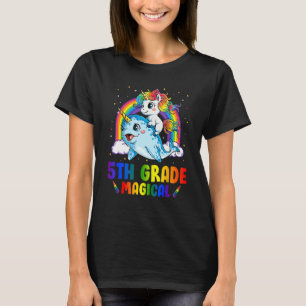 T-shirt Magique de 5e année Unicorne équitation Narwhal Re