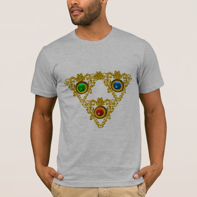 T-SHIRT MAGIQUE ELFIC TALISMAN /GOLD TRIANGLE AVEC GEMSTON (Devant)