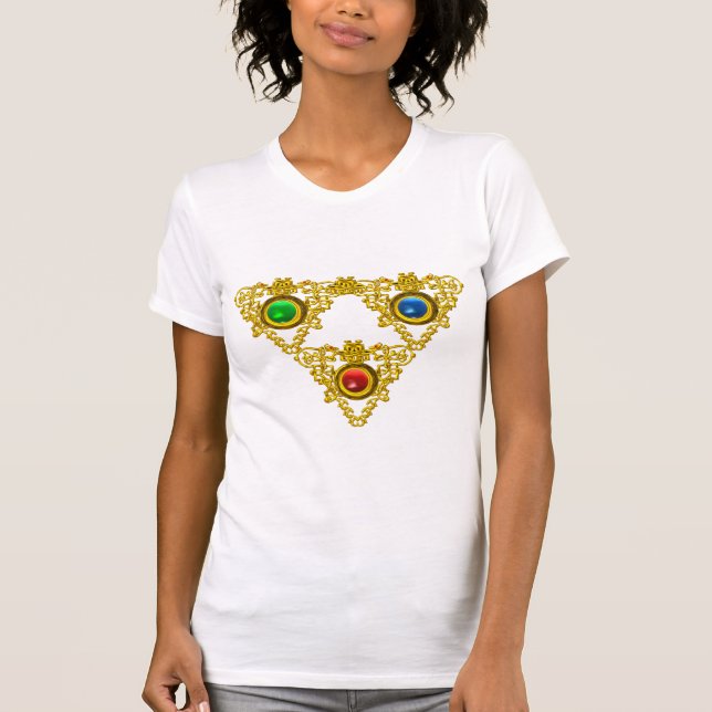 T-SHIRT MAGIQUE ELFIC TALISMAN /GOLD TRIANGLE AVEC GEMSTON (Devant)