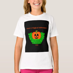 T-shirt Magique Halloween Filles Citrouilles Blanc T Chemi