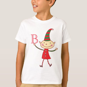 T-shirt Magique Mignonne Noël Elf Monogramme Fête des enfa