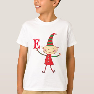 T-shirt Magique Mignonne Noël Elf Monogramme Fête des enfa
