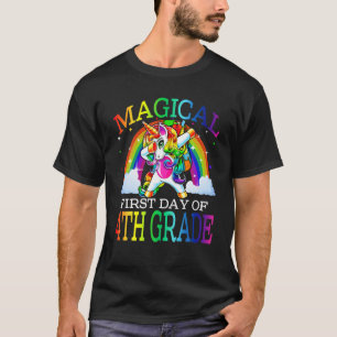 T-shirt Magique Premier Jour De 4E Année Unicorne Retour À