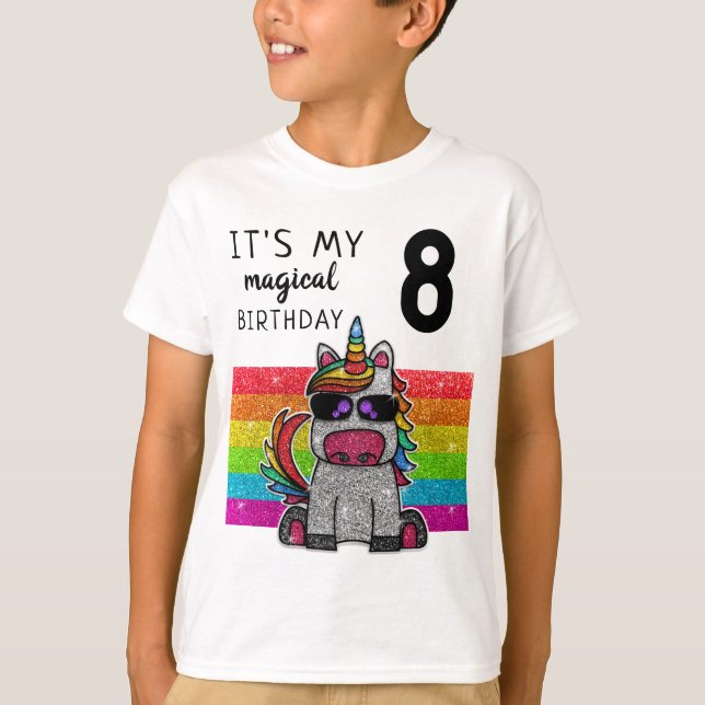 T-shirt Magique Rainbow Unicorn Parties scintillant Whimsi (Devant)