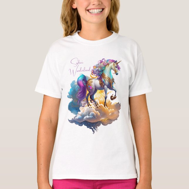 T-shirt Magique Unicorne Imaginaire nuages romance anniver (Devant)