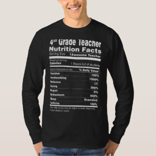 T-shirt Magnifique 4e année Enseignant Valeur nutritive Qu