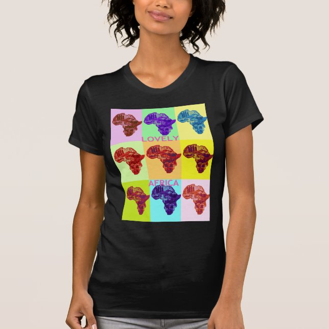 T-shirt Magnifique Couleur Afrique Carte Pop Motif Art Des (Devant)