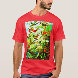 T-shirt Magnifique couleur Vintage Hummingbird Espèces Col