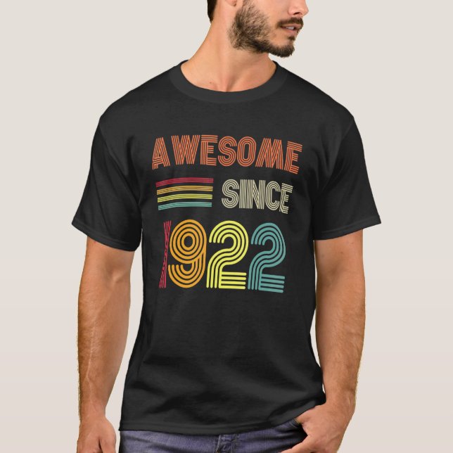 T-shirt Magnifique depuis 1922 100e Anniversaire Rétro (Devant)