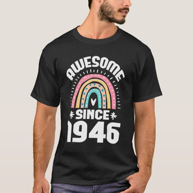 T-shirt Magnifique Depuis 1946 77e Anniversaire Arc-en-cie (Devant)