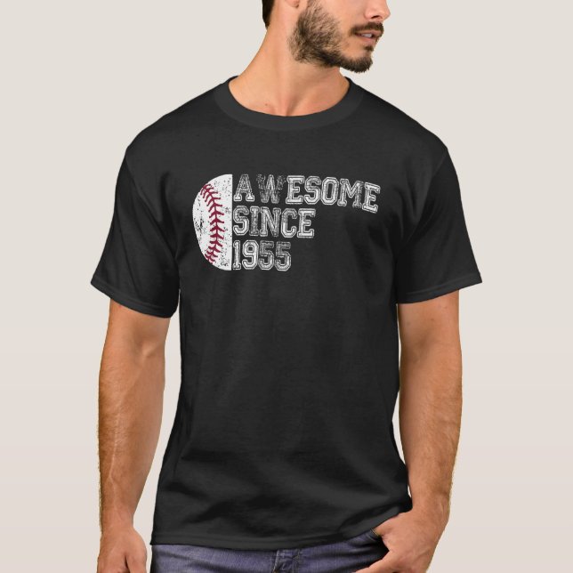 T-shirt Magnifique depuis 1955 68e Anniversaire Baseball 6 (Devant)