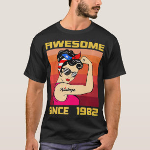T-shirt Magnifique depuis 1982 39 Ans Pour Femmes Retro Vi