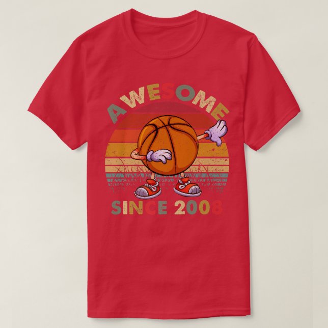 T-shirt Magnifique depuis 2008 Anniversaire Basketball 14e (Design devant)