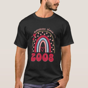 T-shirt Magnifique depuis 2008 Retro Rainbow Heart 14th Bi
