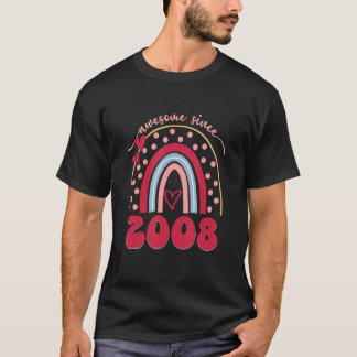 T-shirt Magnifique depuis 2008 Retro Rainbow Heart 14th Bi