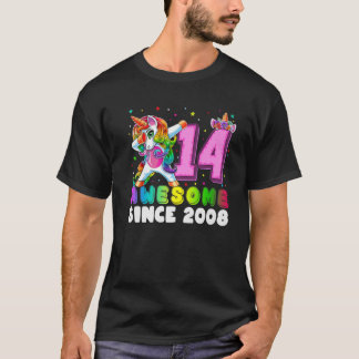 T-shirt Magnifique Depuis 2008 Unicorn Dabbing 14E Anniver
