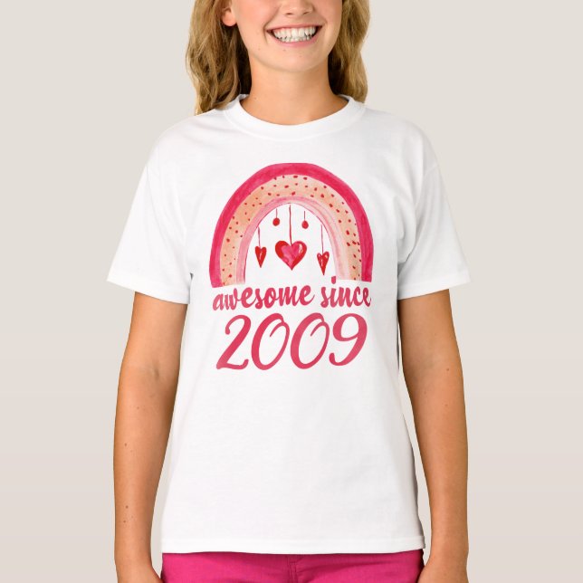 T-shirt   Magnifique depuis 2009 Rainbow 13th Birthday Gif (Devant)