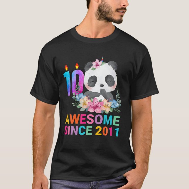 T-shirt Magnifique Depuis 2011 Panda Cute 10 Ans 10E Bi (Devant)