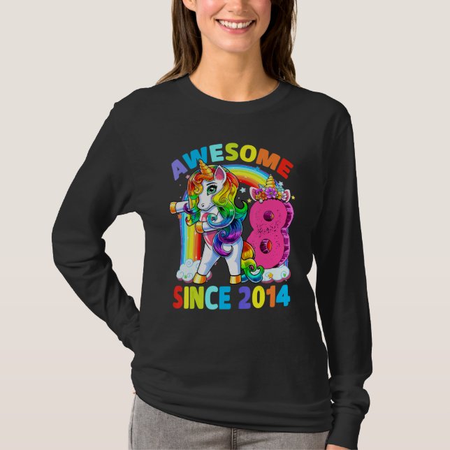 T-shirt Magnifique depuis 2014 Dabbing Unicorn 8e annivers (Devant)
