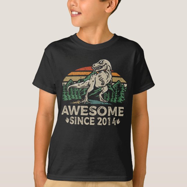 T-shirt Magnifique depuis 2014 Dinosaur 10 Anniversaire 10 (Devant)