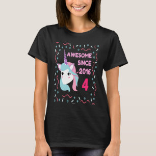 T-shirt Magnifique Depuis 2016 Pink Unicorn Age 3 Annivers