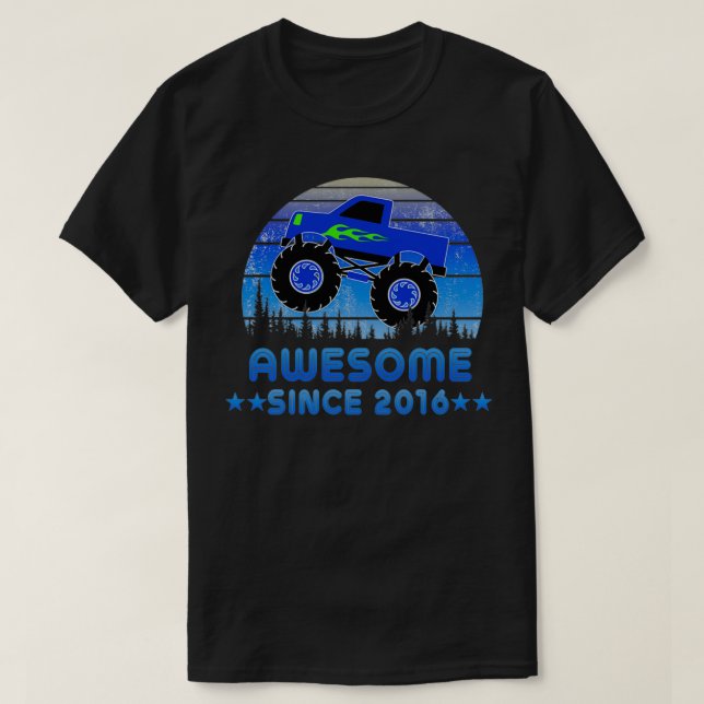 T-shirt Magnifique depuis 2016 Retro Monster Truck 4th Bir (Design devant)