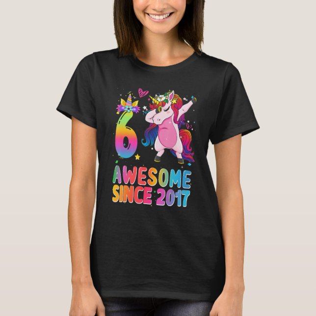 T-shirt Magnifique depuis 2017 Dabbing Unicorn 6e annivers (Devant)