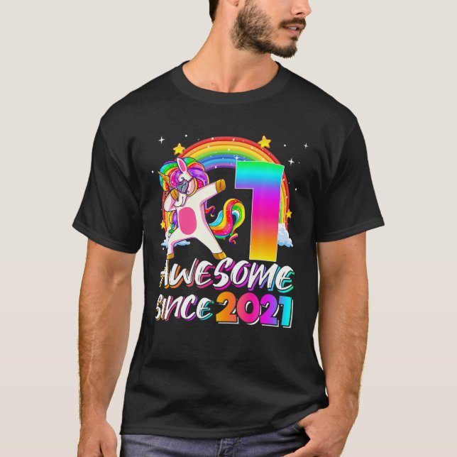 T-shirt Magnifique Depuis 2021 Dabbing Unicorn 1EBirthday  (Devant)