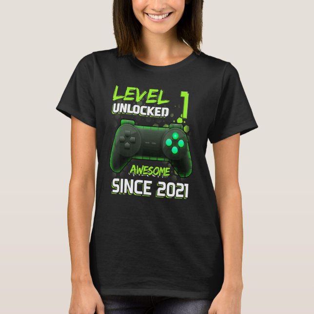 T-shirt Magnifique Depuis 2021 Niveau 1 Jeux Vidéo Déverro (Devant)