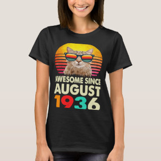 T-shirt Magnifique depuis août 1936 87e Anniversaire Chat
